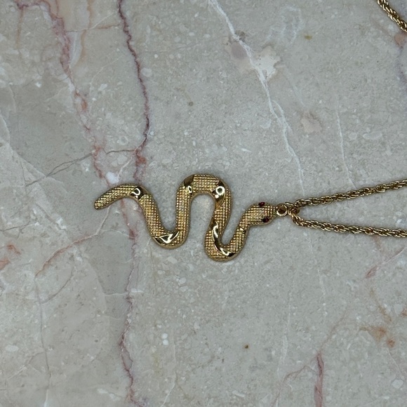 Gold Snake Pendant Necklace - Picture 3 of 3